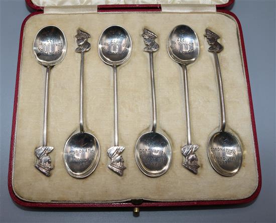 Edward VIII Coronation - cased set of 6 coffee spoons